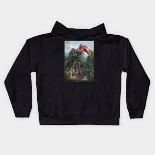 The bathing pool with excavator. Kids Hoodie